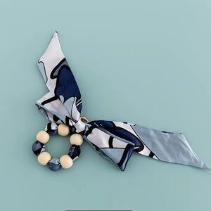 Elegant Blue and Cream Bag Charm Keychain